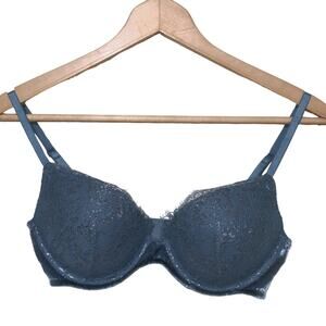 Victoria Secrets Navy Blue Very Sexy Lace Push up Bra 34C